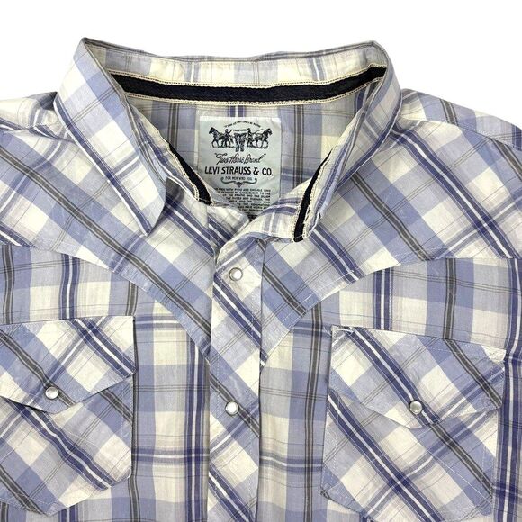 Levi Strauss Western Pearl Snap Plaid Shirt Cowboy Ranch Rodeo Yellowstone XXL - Picture 1 of 16